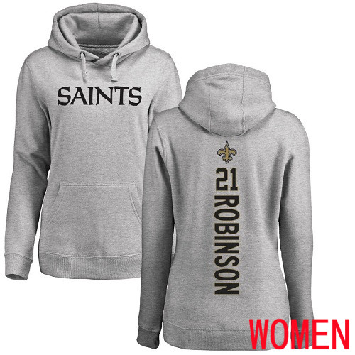 New Orleans Saints Ash Women Patrick Robinson Backer NFL Football #21 Pullover Hoodie Sweatshirts->new orleans saints->NFL Jersey